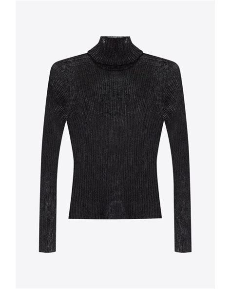 ysl long sleeve black semi-sheer vertical wavy stripe top|Women's Saint Laurent Tops .